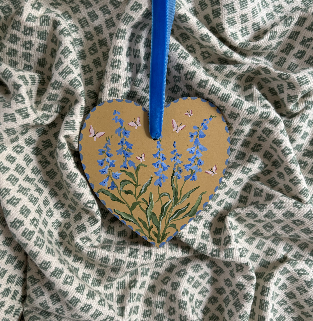 Wooden heart - Delphinium