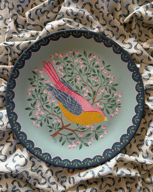 Large decorative plate - Bird and Berries