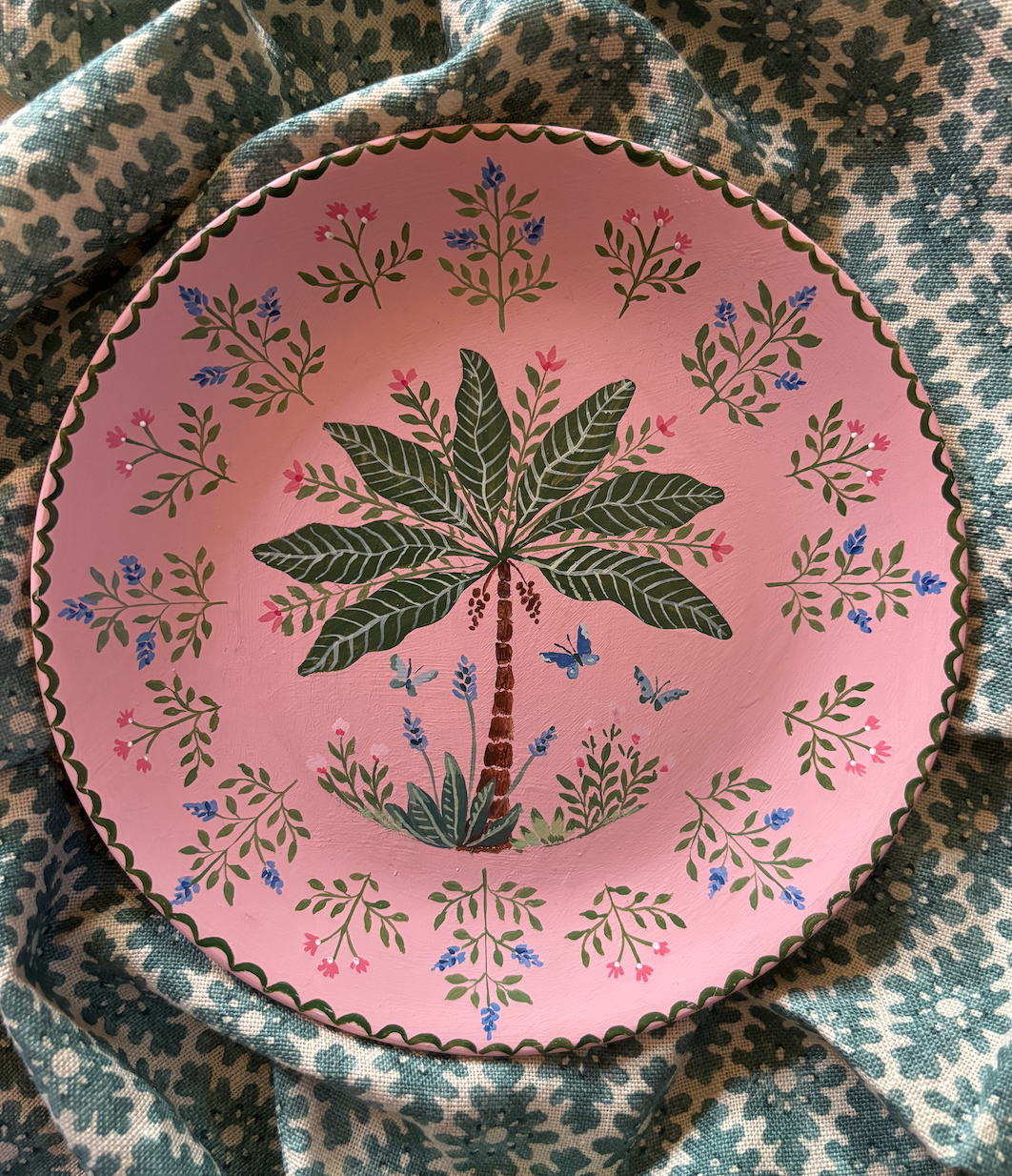 Small hand-painted plate - Palm Tree