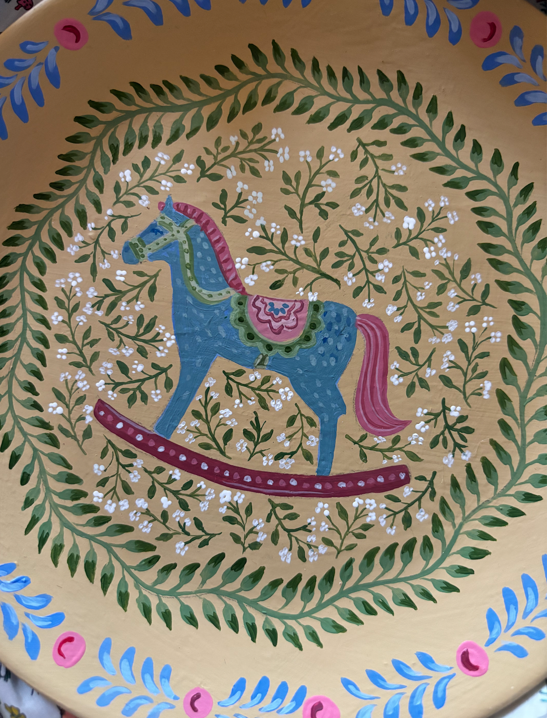 Small hand-painted plate - Rocking Horse