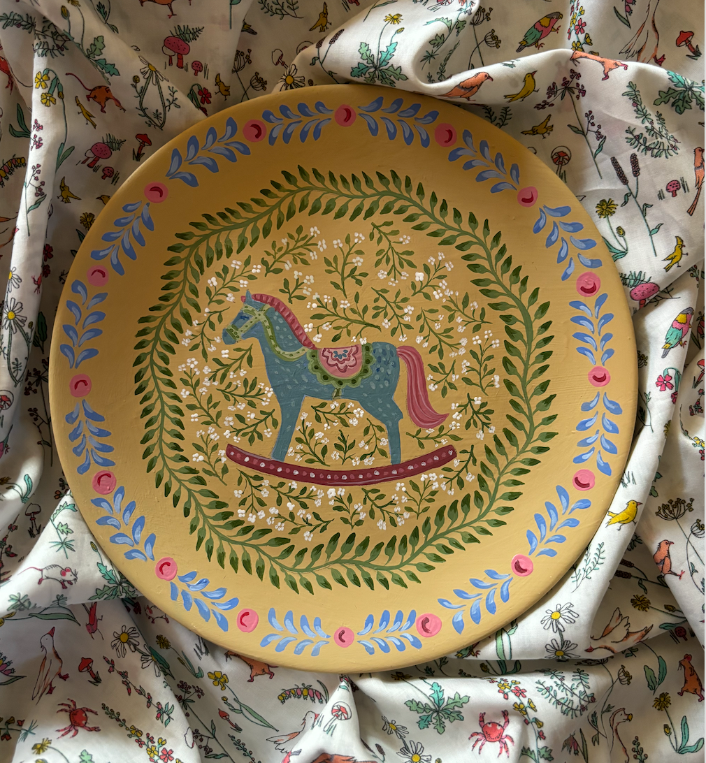 Small hand-painted plate - Rocking Horse