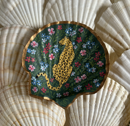 Handpainted Scallop Shell - Leopard