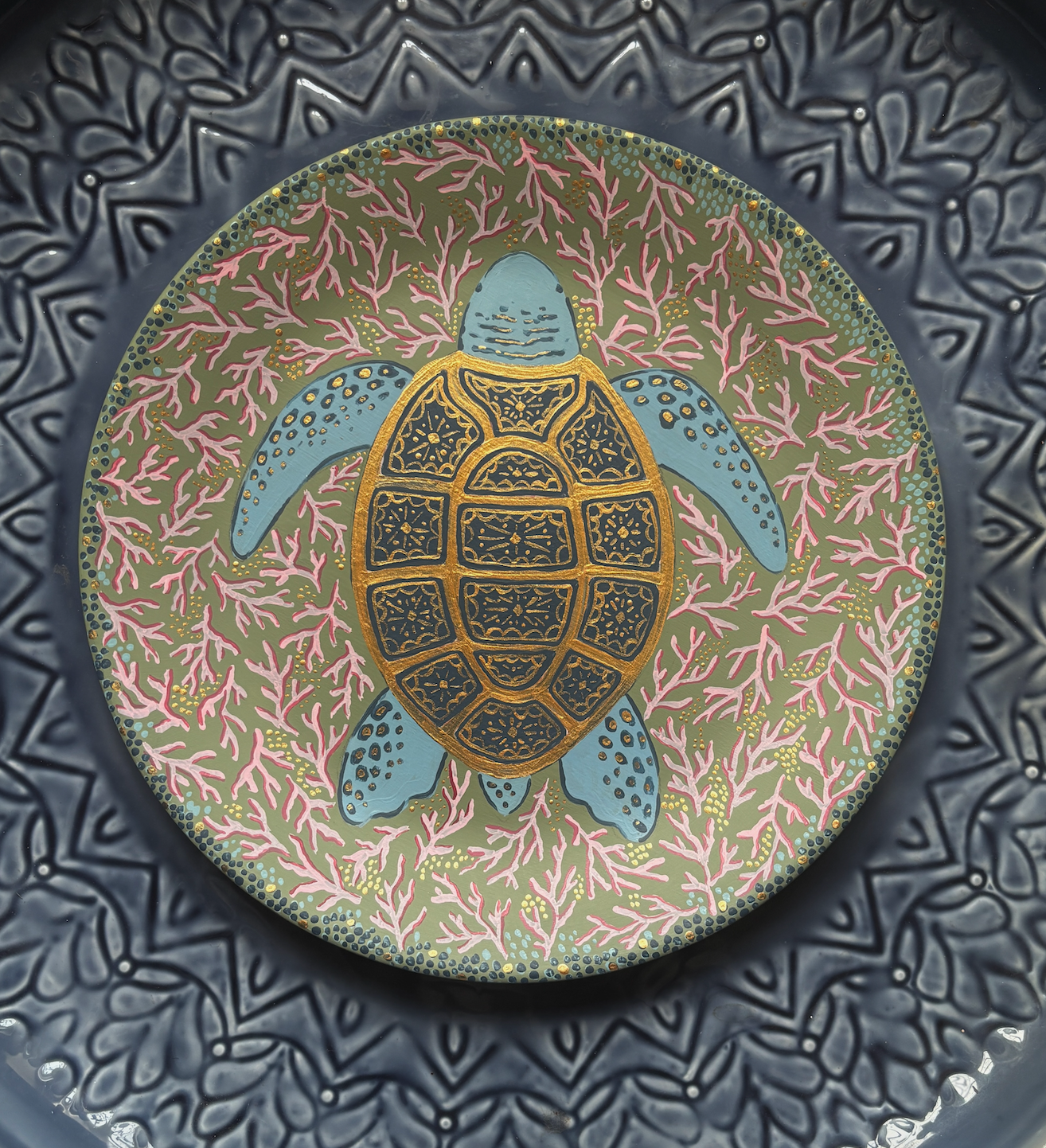 Large decorative plate - Sea turtle