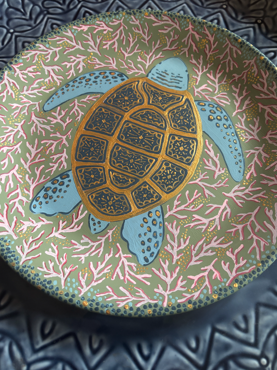 Large decorative plate - Sea turtle